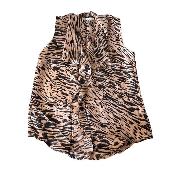 100% Silk Cabi Pink and Black Zebra Print Sleeveless Blouse - Picture 4 of 5